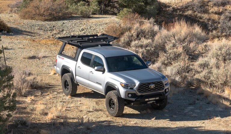 BAKFlip MX4 tonneau cover aluminum folding installed pickup truck bed professional angle