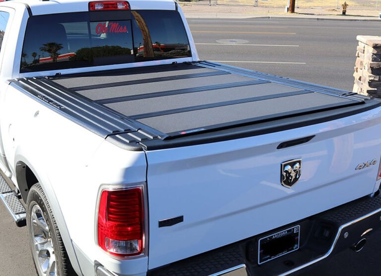 BAKFlip MX4 tonneau cover installed Ram 2500 truck bed aluminum folding